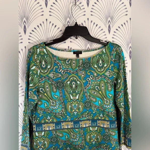 Talbots Green Sheath Dress with Cuffed 3/4 Sleeves STRETCH WOMENS SIZE 8 - Picture 9 of 9